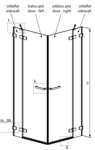 Zuhanykabin, Radaway Arta KDD II szögletes zuhanykabin 100x80 átlátszó
