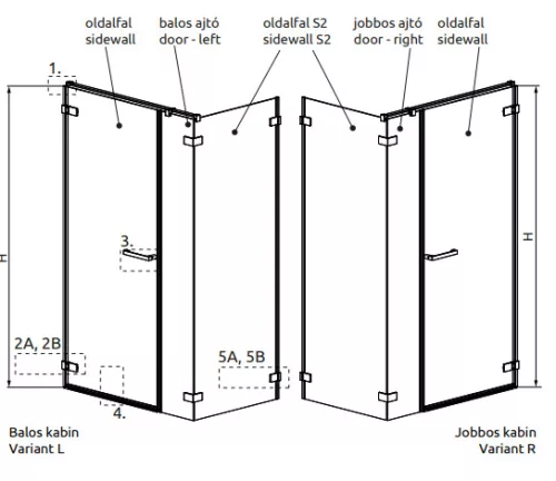 Zuhanykabin, Radaway Arta KDS I szögletes zuhanykabin 90x80 átlátszó jobbos