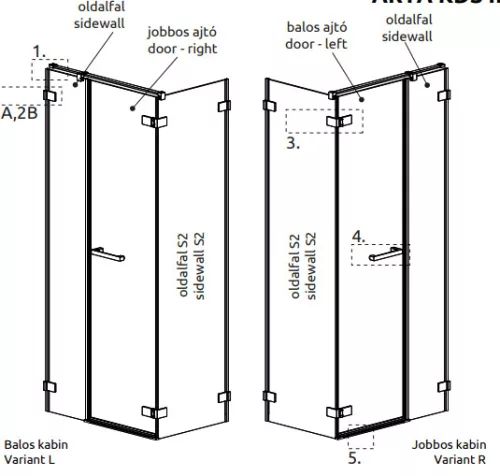 Zuhanykabin, Radaway Arta KDS II szögletes zuhanykabin 120x70 átlátszó balos