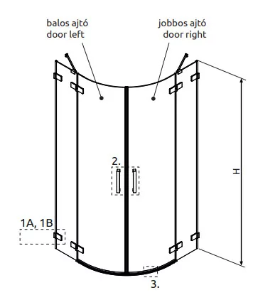 Zuhanykabin, Radaway Euphoria PDD íves zuhanykabin 90x80 átlátszó