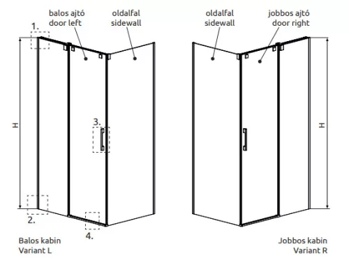 Zuhanykabin, Radaway Espera Pro KDJ szögletes zuhanykabin 120x80 átlátszó jobbos