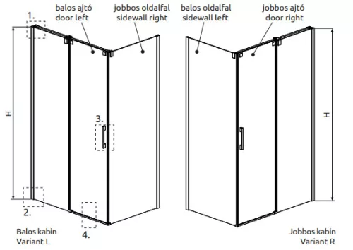 Zuhanykabin, Radaway Espera KDJ szögletes zuhanykabin 120x75 átlátszó balos