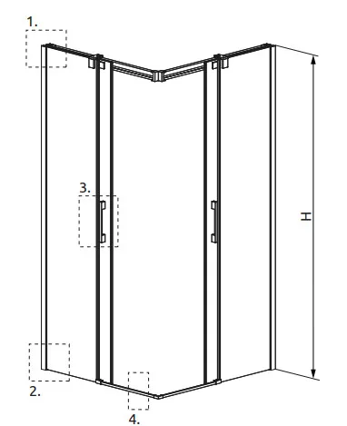Zuhanykabin, Radaway Espera KDD szögletes zuhanykabin 120x80 átlátszó