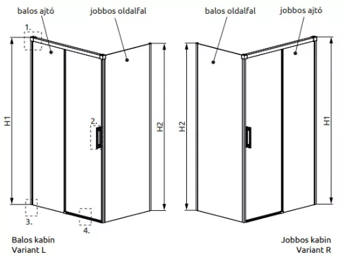 Zuhanykabin, Radaway Idea KDJ szögletes zuhanykabin 130x70 átlátszó balos