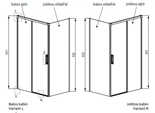 Zuhanykabin, Radaway Idea Black KDJ zuhanykabin 100x75 átlátszó balos