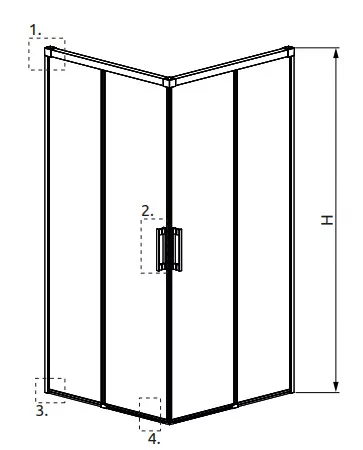 Zuhanykabin, Radaway Idea KDD szögletes zuhanykabin 90x110 átlátszó