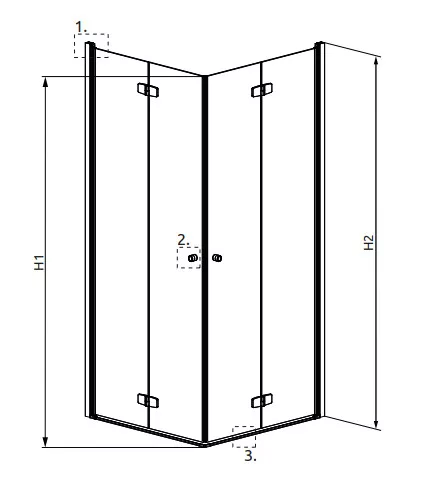 Zuhanykabin, Radaway Fuenta KDD B szögletes zuhanykabin 90x80 átlátszó