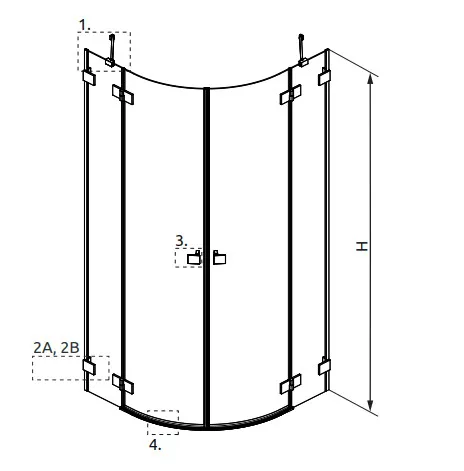 Zuhanykabin, Radaway Essenza Pro Black PDD íves fekete zuhanykabin 80x90 átlátszó