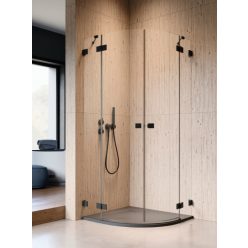   Zuhanykabin, Radaway Essenza Pro Black PDD íves fekete zuhanykabin 90x80 átlátszó