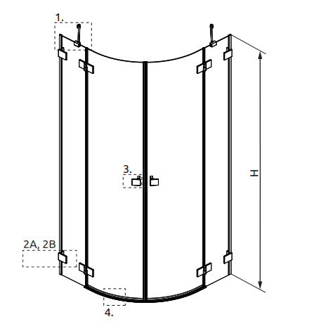 Zuhanykabin, Radaway Essenza Pro Black PDD íves fekete zuhanykabin 90x80 átlátszó