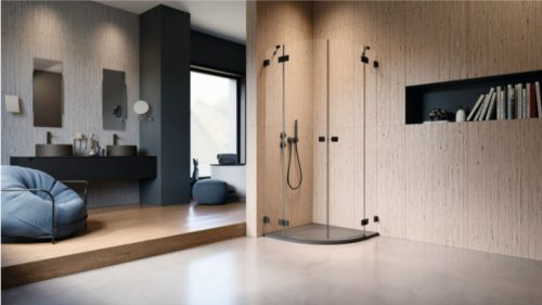 Zuhanykabin, Radaway Essenza Pro Black PDD íves fekete zuhanykabin 90x80 átlátszó