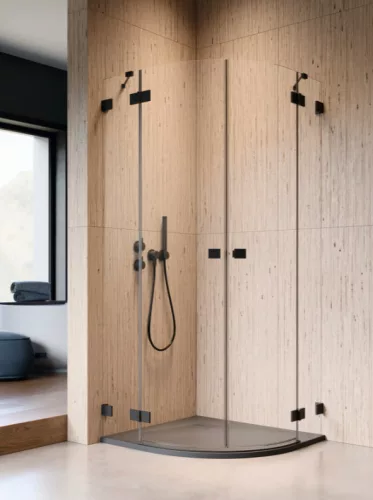 Zuhanykabin, Radaway Essenza Pro Black PDD íves fekete zuhanykabin 90x100 átlátszó