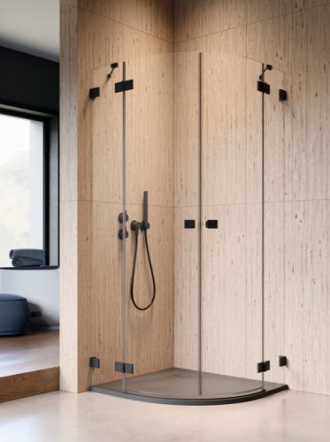 Zuhanykabin, Radaway Essenza Pro Black PDD íves fekete zuhanykabin 100x80 átlátszó