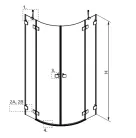 Zuhanykabin, Radaway Essenza Pro Black PDD íves fekete zuhanykabin 100x80 átlátszó