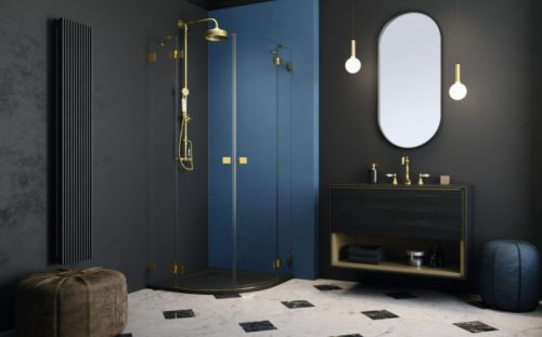 Zuhanykabin, Radaway Essenza Pro Gold PDD íves arany zuhanykabin 80x90 átlátszó