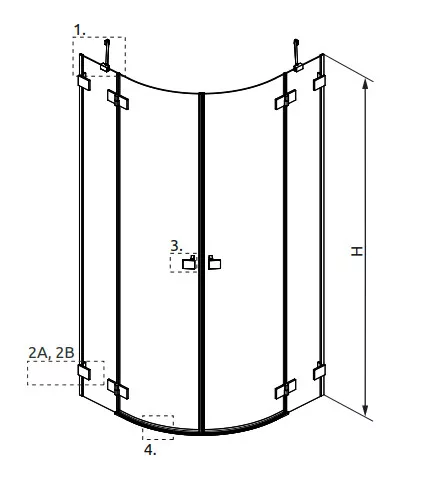 Zuhanykabin, Radaway Essenza Pro Gold PDD íves arany zuhanykabin 80x100 átlátszó
