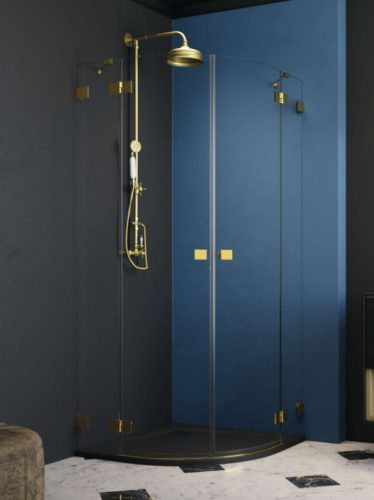 Zuhanykabin, Radaway Essenza Pro Gold PDD íves arany zuhanykabin 90x80 átlátszó