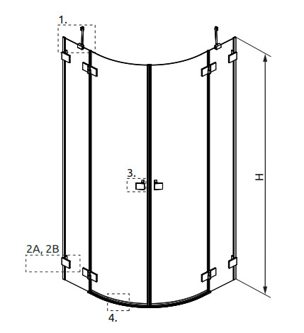 Zuhanykabin, Radaway Essenza Pro White PDD íves fehér zuhanykabin 80x100 átlátszó