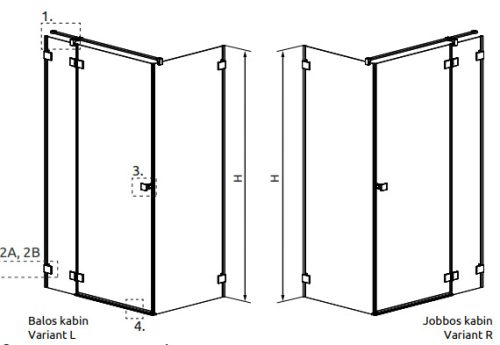 Zuhanykabin, Radaway Essenza Pro KDJ szögletes zuhanykabin 110x75 átlátszó balos