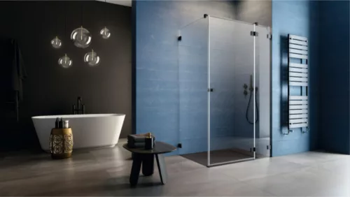Zuhanykabin, Radaway Essenza Pro Black KDJ szögletes fekete zuhanykabin 120x75 átlátszó balos