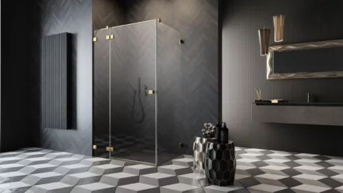 Zuhanykabin, Radaway Essenza Pro Gold KDJ szögletes arany zuhanykabin 90x75 átlátszó balos