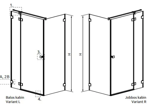 Zuhanykabin, Radaway Essenza Pro White KDJ szögletes fehér zuhanykabin 120x75 átlátszó balos