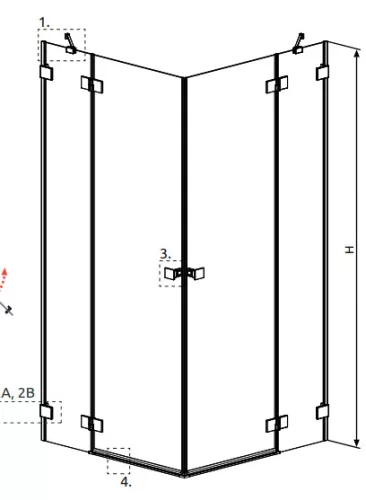 Zuhanykabin, Radaway Essenza Pro KDD szögletes zuhanykabin 80x90 átlátszó