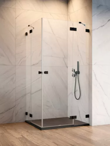 Zuhanykabin, Radaway Essenza Pro Black KDD szögletes fekete zuhanykabin 90x80 átlátszó