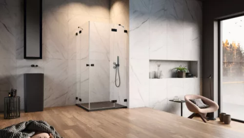 Zuhanykabin, Radaway Essenza Pro Black KDD szögletes fekete zuhanykabin 90x100 átlátszó