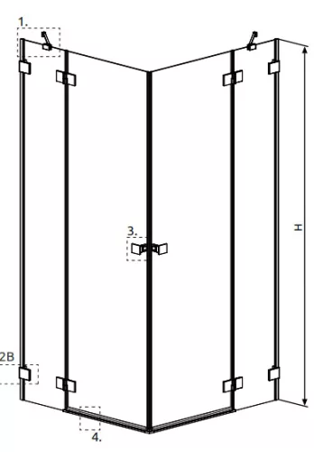 Zuhanykabin, Radaway Essenza Pro Black KDD szögletes fekete zuhanykabin 100x90 átlátszó