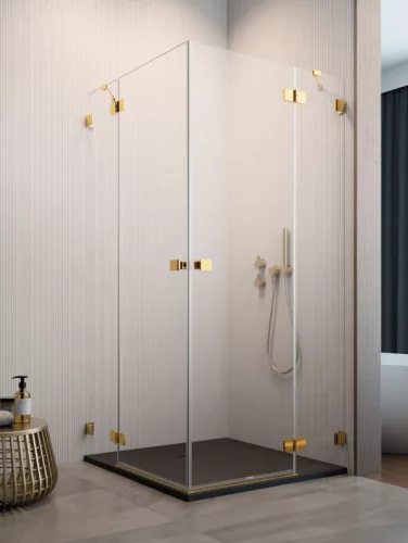 Zuhanykabin, Radaway Essenza Pro Gold KDD szögletes arany zuhanykabin 80x90 átlátszó