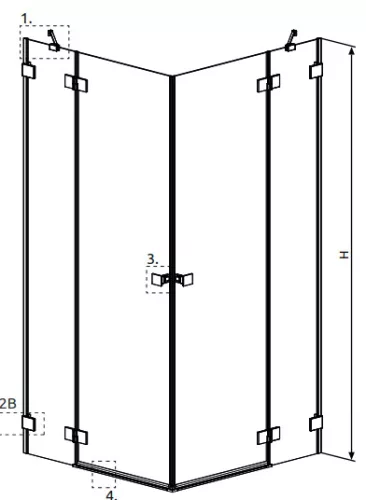 Zuhanykabin, Radaway Essenza Pro Gold KDD szögletes arany zuhanykabin 80x90 átlátszó