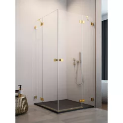   Zuhanykabin, Radaway Essenza Pro Gold KDD szögletes arany zuhanykabin 100x90 átlátszó