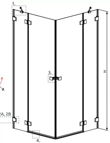 Zuhanykabin, Radaway Essenza Pro White KDD szögletes fehér zuhanykabin 90x80 átlátszó