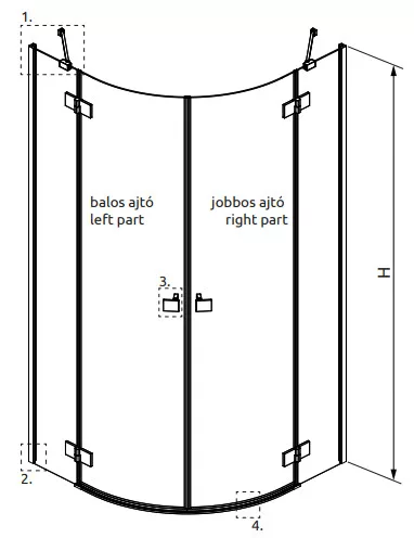 Zuhanykabin, Radaway Essenza PDD íves zuhanykabin 90x100 átlátszó