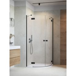   Zuhanykabin, Radaway Essenza Black PDD íves fekete zuhanykabin 80x100 átlátszó
