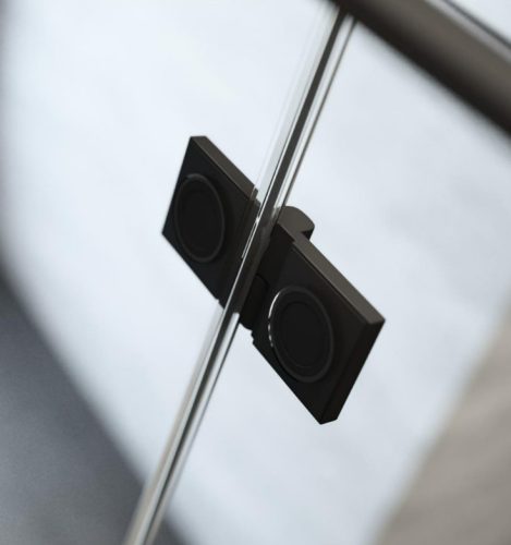 Zuhanykabin, Radaway Essenza Black PDD íves fekete zuhanykabin 90x100 átlátszó