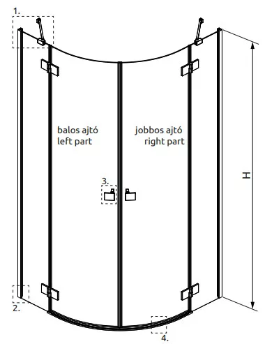 Zuhanykabin, Radaway Essenza Black PDD íves fekete zuhanykabin 100x100 átlátszó