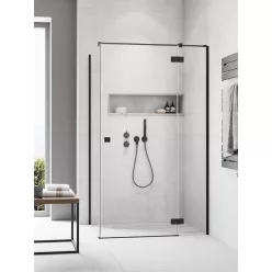   Zuhanykabin, Radaway Essenza Black KDJ szögletes fekete zuhanykabin 100x70 átlátszó balos