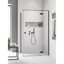   Zuhanykabin, Radaway Essenza Black KDJ szögletes fekete zuhanykabin 90x90 átlátszó balos