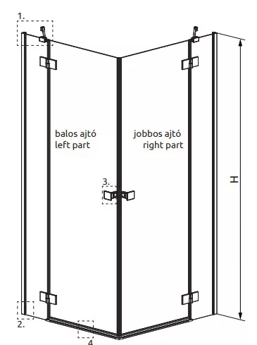 Zuhanykabin, Radaway Essenza KDD szögletes zuhanykabin 80x90 átlátszó