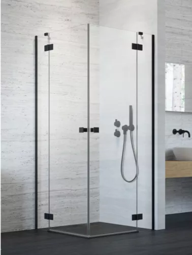 Zuhanykabin, Radaway Essenza Black KDD szögletes fekete zuhanykabin 80x80 átlátszó