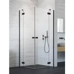   Zuhanykabin, Radaway Essenza Black KDD szögletes fekete zuhanykabin 100x100 átlátszó