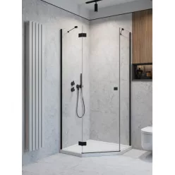   Zuhanykabin, Radaway Essenza Black PTJ szögletes fekete zuhanykabin 100x90 átlátszó jobbos