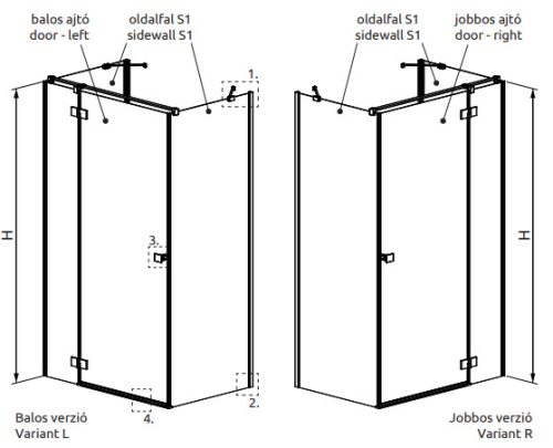 Zuhanykabin, Radaway Essenza KDJ+S szögletes zuhanykabin 80x100 átlátszó balos