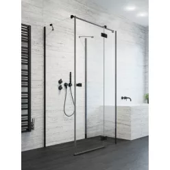   Zuhanykabin, Radaway Essenza Black KDJ+S szögletes fekete zuhanykabin 120x70 átlátszó balos