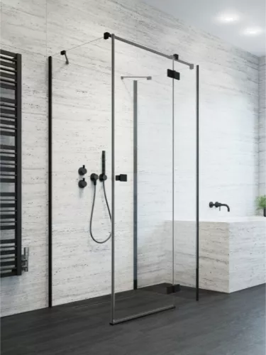 Zuhanykabin, Radaway Essenza Black KDJ+S szögletes fekete zuhanykabin 80x90 átlátszó balos