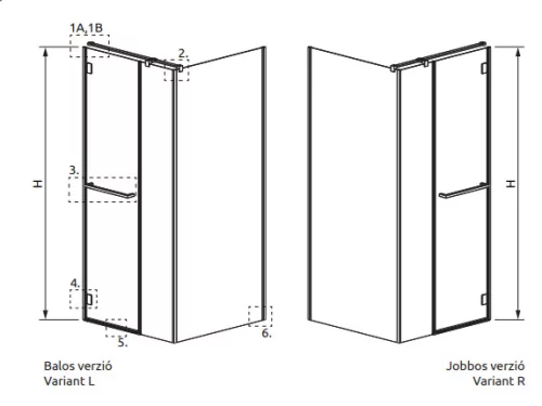 Zuhanykabin, Radaway Carena KDJ szögletes zuhanykabin 120x90 átlátszó jobbos