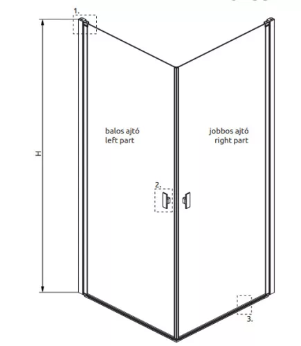 Zuhanykabin, Radaway Nes KDD I szögletes zuhanykabin 90x80 átlátszó