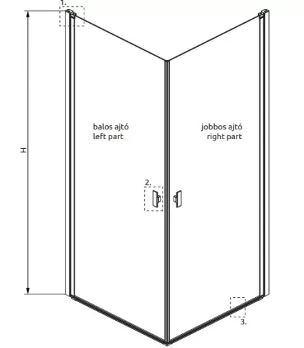Zuhanykabin, Radaway Nes Black KDD I szögletes fekete zuhanykabin 80x90 átlátszó